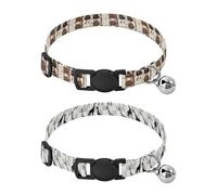 Small Breed Dog Collar Adjustable Girl & Boy Dog Collars 2 Pcs Brown Cute Cats Grey Black Silhouette Giraffe