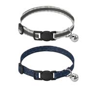 Small Breed Dog Collar Adjustable Male Dog Collars 2 Packs Dots White Grey Navy Striped Dark Blue Hexagon Plaid