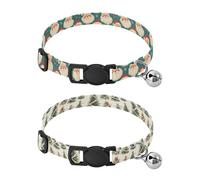 Small Breed Dog Collar Quick Release Buckle Collar for Female Dogs 2 Pcs Christmas Head Santa Pattern Buffalo Plaid Christmas Trees