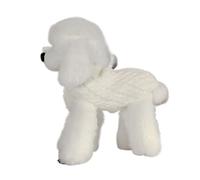 Small breed poodle acrylic thermal clothing, multi-colored cable knit high-neck sleeveless, suitable for Teddy and Bichon Frise(White,M)