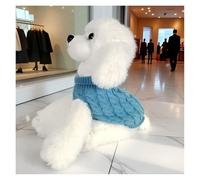 Small breed poodle acrylic thermal clothing, multi-colored cable knit high-neck sleeveless, suitable for Teddy and Bichon Frise(Blue,L)