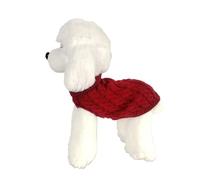 Small breed poodle acrylic thermal clothing, multi-colored cable knit high-neck sleeveless, suitable for Teddy and Bichon Frise(Red,S)