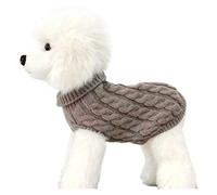 Small breed poodle acrylic thermal clothing, multi-colored cable knit high-neck sleeveless, suitable for Teddy and Bichon Frise(Grey,L)