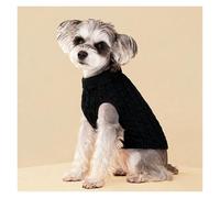 Small breed poodle acrylic thermal clothing, multi-colored cable knit high-neck sleeveless, suitable for Teddy and Bichon Frise(Black,S)