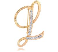 Small Brooch Pin, Initial Letter Lapel Pin or Tie Tack, Minimalist Personalized Gift for Women and Men, Gold A-Z (L)