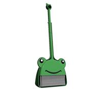 Small Broom Dustpan Set - Frog Green Cleaning Kit Compact Handheld Mini Brush Portable Durable Design Cute Household Helper Tool | Home Kitchen Desk Table Floor Quick Tidy Usage