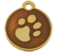 Small Brown DISC with Gold Paw Print Design. Engraved Cat/Dog/Pet ID Name Tag. Pet Fashion - Very Elegant. Please EMAIL US Engraving Details When Placing Your Order.