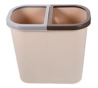 Small Brown Dual Compartment Garbage Bin for Kitchen and Bathroom, Dry and Wet Waste Separation Trash Can without Lid, Home Dustbin for Waste Sorting and Recycling