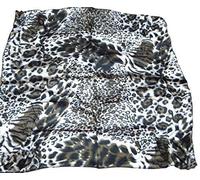 Small brown leopard animal print silk satin feel ladies fashion scarf 19"x19" - posted from London by Fat-Catz
