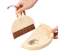 Small Brush and Dustpan Set - Wood | Portable Tabletop Cleaner | Handheld Cleaning Sweeper Kit for Tabletops, Counters, Kitchen, Bathroom, Bedroom, Classroom, Office and Home Daily Cleaning