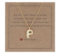 Small Bubble Letter Necklace Dainty Balloon Initial Necklaces Gold Tiny Women Charm Pendant Necklaces Name Necklace Personalized, Brass, No Gemstone