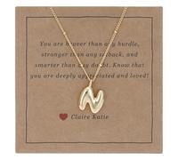 Small Bubble Letter Necklace Dainty Balloon Initial Necklaces Gold Tiny Women Charm Pendant Necklaces Name Necklace Personalized, Brass, No Gemstone