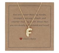 Small Bubble Letter Necklace Dainty Balloon Initial Necklaces Gold Tiny Women Charm Pendant Necklaces Name Necklace Personalized, Brass, No Gemstone