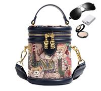 Small Bucket Purse PU Leather Adjustable Retro Bear Small Pouch