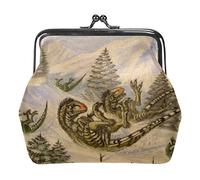 Small Buckle Coin Purse Ancient Animals Dinosaurs Pouch Kiss-Lock Clasp Change Purse Wallets