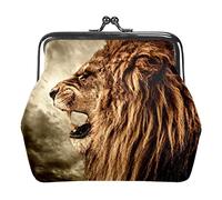 Small Buckle Coin Purse Animal Lion Pouch Kiss-Lock Clasp Change Purse Wallets