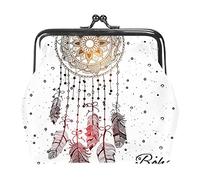 Small Buckle Coin Purse Bohemia Boho Style Dreamcatcher Feather Pouch Kiss-Lock Clasp Change Purse Wallets