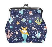 Small Buckle Coin Purse Corgi Mermaids Under Sea Pouch Kiss-Lock Clasp Change Purse Wallets