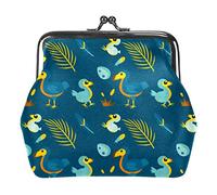 Small Buckle Coin Purse Cute Blue Cartoon Dodo Bird Baby Pouch Kiss-Lock Clasp Change Purse Wallets