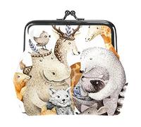 Small Buckle Coin Purse Cute Family Baby Fox Deer Pouch Kiss-Lock Clasp Change Purse Wallets