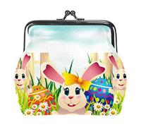 Small Buckle Coin Purse Easter Egg Hunt with Coloring Eggs and Cute Rabbit Pouch Kiss-Lock Clasp Change Purse Wallets