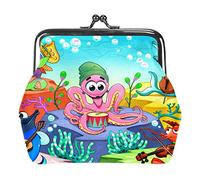 Small Buckle Coin Purse Funny Orchestra in The Sea Dolphin Ooctopus Lobster Seahorse Pouch Kiss-Lock Clasp Change Purse Wallets