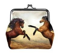 Small Buckle Coin Purse Horses Animals Wild Stallion Ride Pouch Kiss-Lock Clasp Change Purse Wallets