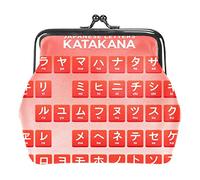 Small Buckle Coin Purse Japanese Letters Hiragana Alphabet Red Pouch Kiss-Lock Clasp Change Purse Wallets