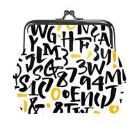 Small Buckle Coin Purse Letters Pattern Pouch Kiss-Lock Clasp Change Purse Wallets