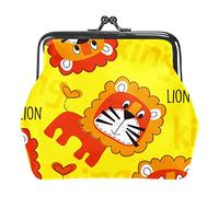Small Buckle Coin Purse Lion Yellow Cute Pouch Kiss-Lock Clasp Change Purse Wallets