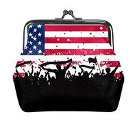 Small Buckle Coin Purse Party Crowd on a American Flag Pouch Kiss-Lock Clasp Change Purse Wallets
