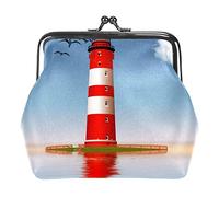 Small Buckle Coin Purse Sea Lighthouse Beach Pouch Kiss-Lock Clasp Change Purse Wallets