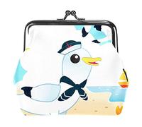 Small Buckle Coin Purse Seagull on The Beach Pouch Kiss-Lock Clasp Change Purse Wallets