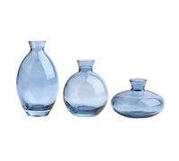 Small Bud Vases Set of 3,Glass Vase Set Colorful Clear Vase Decorative Bud Vase Succulent Vases Boho Vases for Wedding Home Table Centerpieces(Blue)