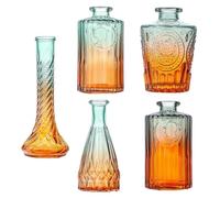 Small Bud Vases Set of 5,Glass Vase Set Decorative Bud Vase Succulent Vases Boho Vases for Wedding Home Table Centerpieces(Orange)