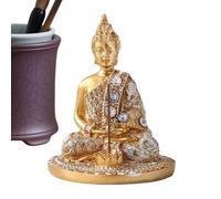 Small Buddha Figurines - Resin Buddha Incense Burner Desktop Statue - Decorative Table Centerpieces for Meditation Yoga Altar Shelf Mantel Desk Window Living Room Bedroom Bar Office