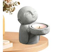 Small Buddha Figurines - Resin Little Monk Buddha Desk Decor, Decorative Collection Candle Holder, Table Desk Shelf Decor, Aquarium Desktop Decoration Meditation | Zen Meditation Room