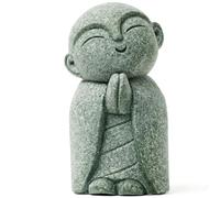 Small Buddha Statue for Feng Shui - 2.4 Inch Stone Jizo Statue, Zen Desk Decor for Home Office, Japanese Garden Gift (Jizo Monk)