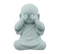 Small Buddha Statue, Wise Monk Figurine See Speak Hear No Evil, Sandstone Resin Ornament for Fish Tank Decoration, Garden Lawn Decor, Zen for Outdoor Yard(E)