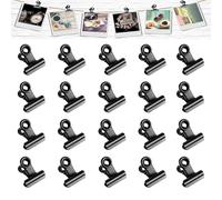 Small Bull Clips Black, 20 Pcs Mini Binder Paper Clips Tiny Metal Clamps for Bags Tags, Photo File Paper Document Clip for Home and Office Supplies(22mm)