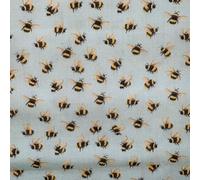 Small Bumble Bee Polycotton Fabric, 112cm Wide, Sold by Metre (Blue)
