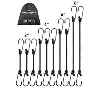 Small Bungee Cords Assorted Sizes with 6mm Diameter & 2.5x Stretch, Black Mini Short Bungee Straps with UV Resistant Polyester Fibers & Upgraded Steel Hooks for Small Items, 2", 4", 6", 8" (10 Pack)