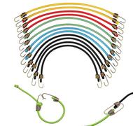 Small Bungee Cords with Hooks, 12 Pack Adjustable Rubber Elastic Bungee Straps 25 cm Outdoor Double Braided Rope for Luggage Roof Rack Hang Outdoor Tent Tarp Bike Car RV Camping