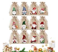 Small Burlap Bags | Reusable Gnome Party Supplies - Christmas Snack Bags - for Birthday Halloween Home Holiday New Year Kids Adults Family Friends Wedding Party Eve