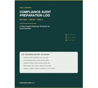 Small Business Compliance Audit Preparation Log: A Plain-English Readiness Workbook for PCI DSS, HIPAA & SOC 2