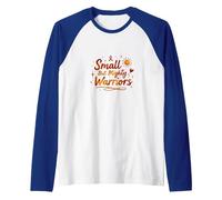 Small But Mighty Warriors Inspirational Cancer Support Raglan Baseball Tee, Men, Royal Blue/White, M