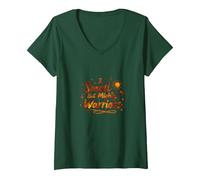 Small But Mighty Warriors Inspirational Cancer Support V-Neck T-Shirt, Women, Forest Green, L