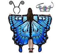 Small Butterfly Wings - Fallas Wings Costume For Women | Magic Dress Shawl With Mask And Antenna Strip, Halloween Costume And Dance Accessories, Transformed Into A Papillo