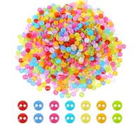 Small Button for Crafts, 1000 Pcs Mixed Color Mini 6mm Round 2-Hole Sewing Cute Tiny Colorful for DIY Scrapbooking Garment Painting Decoration