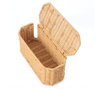 Small Cable Management Box, Mini Wicker Basket for Hiding Cords & Power Strips